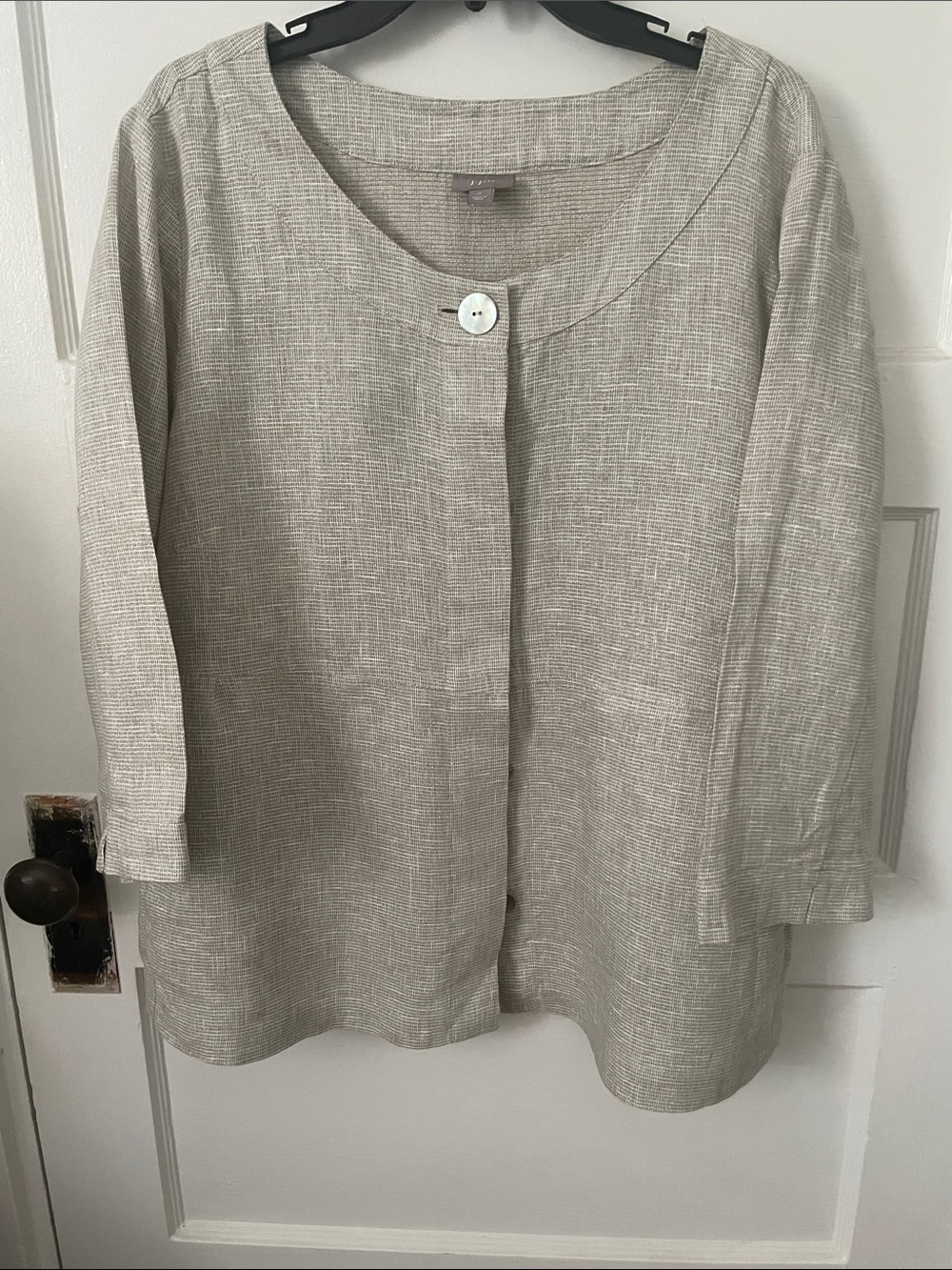 J. Jill Light Beige Linen Blend Boxy Jacket